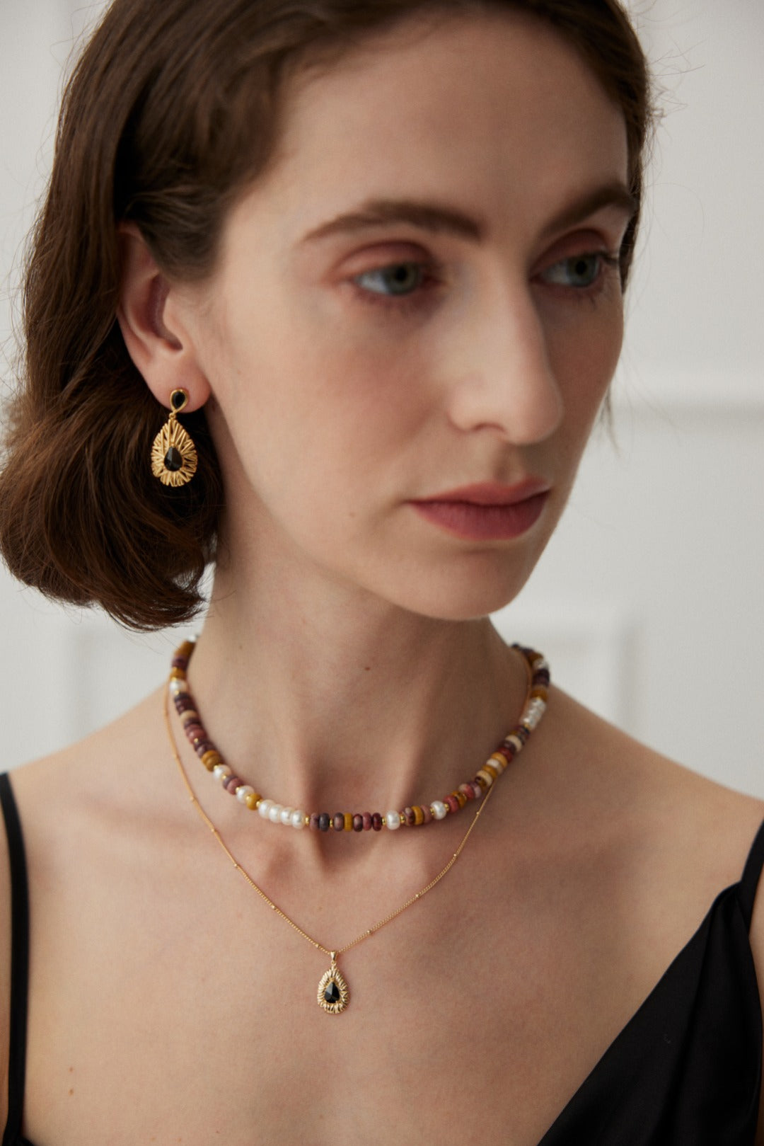 Natural Egg Opal and Pearl Beaded Necklace