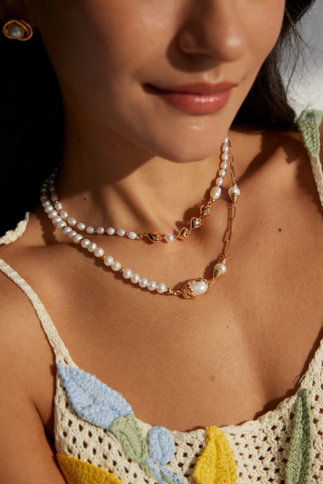 Natural Pearl S925 Silver Heart Necklace