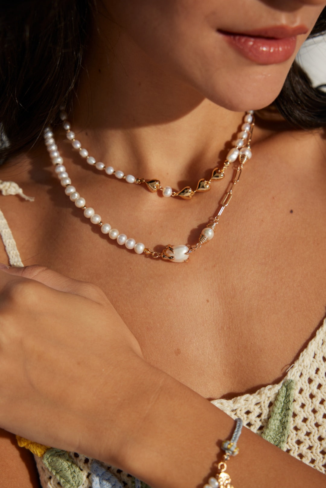 Natural Pearl S925 Silver Heart Necklace