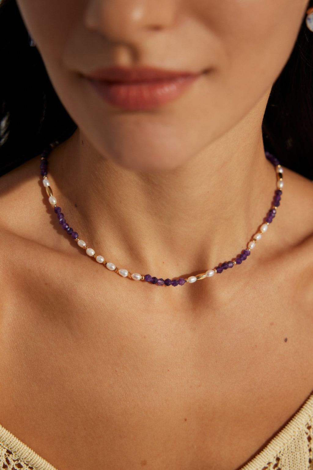 Vintage Natural Pearl & Amethyst S925 Sterling Silver Necklace