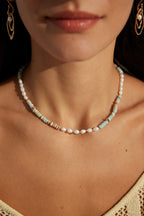 Natural Pearl & Shoushan Stone Necklace