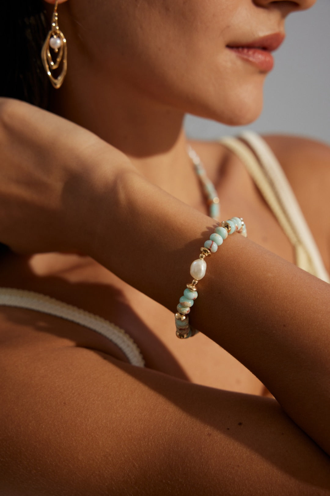 Natural Pearl & Shoushan Stone Bracelet